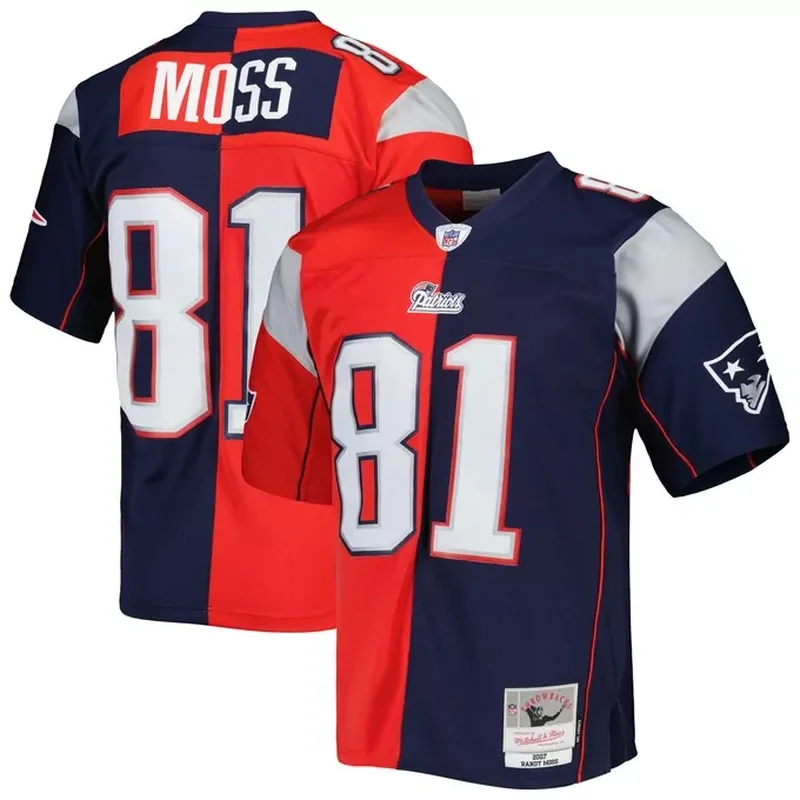 Randy Moss New England Patriots 2007 Split Legacy Jersey Navy/Red