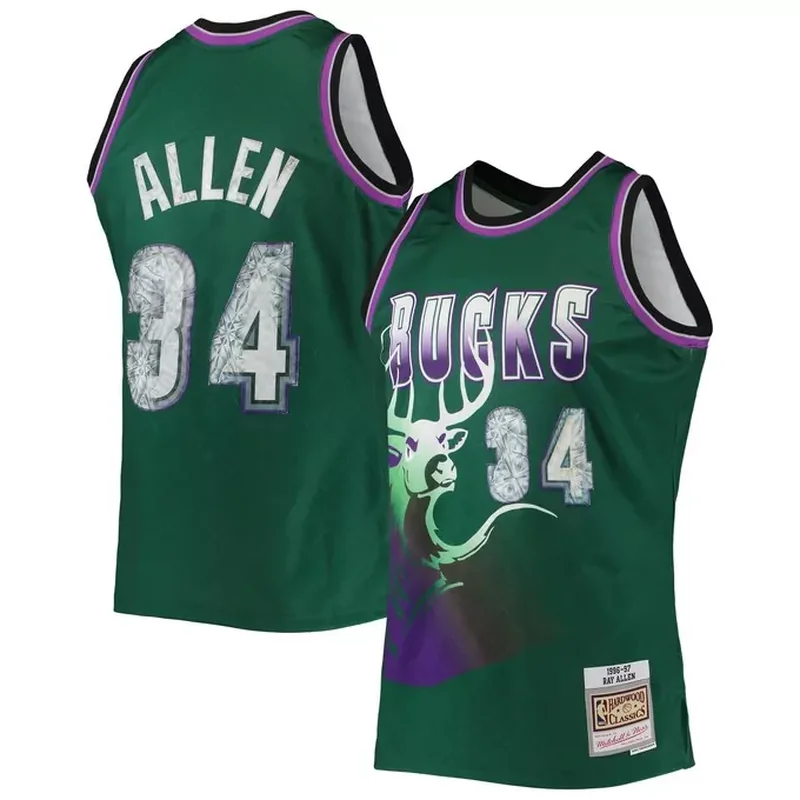 Ray Allen Milwaukee Bucks Classics 1996/97 Tie-Dye Jersey Black - Image 2