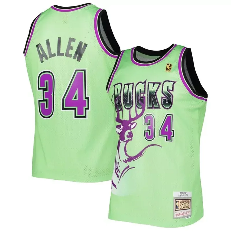 Ray Allen Milwaukee Bucks 1996-97 Classics Reload 30 Jersey Green