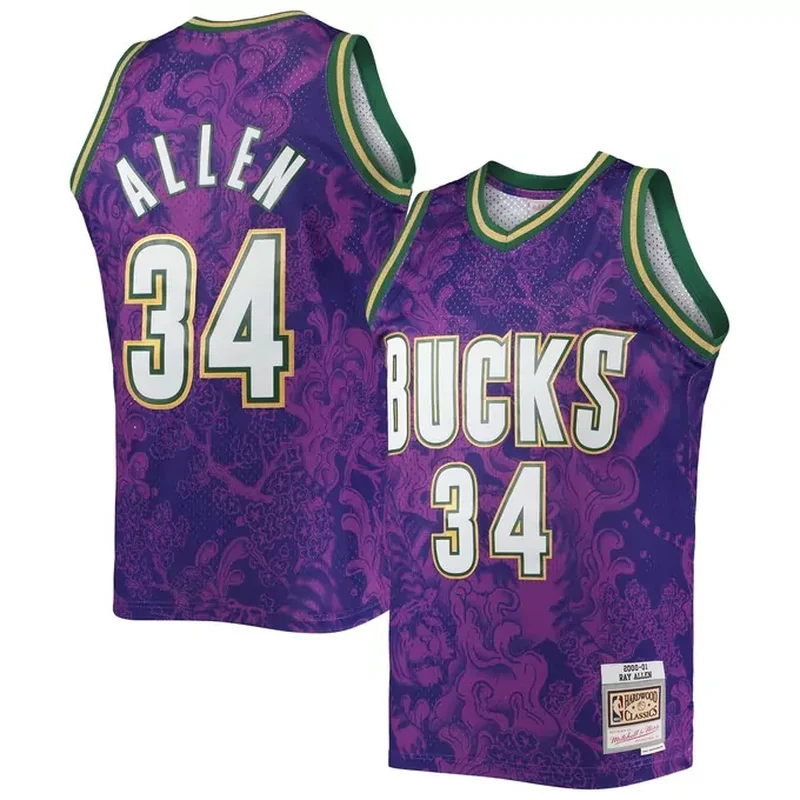 Ray Allen Milwaukee Bucks Classics 1996/97 Tie-Dye Jersey Black - Image 5