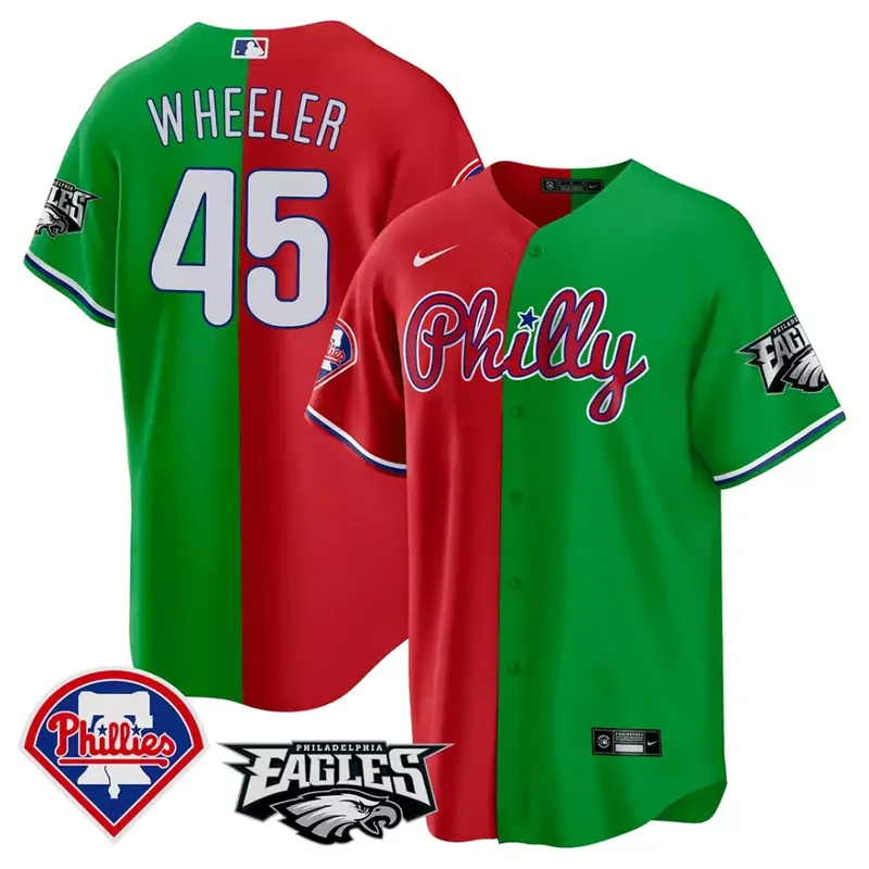 Red Green Bryce Harper Split Phillies Eagles Cool Base Jersey All Stitched - Image 4