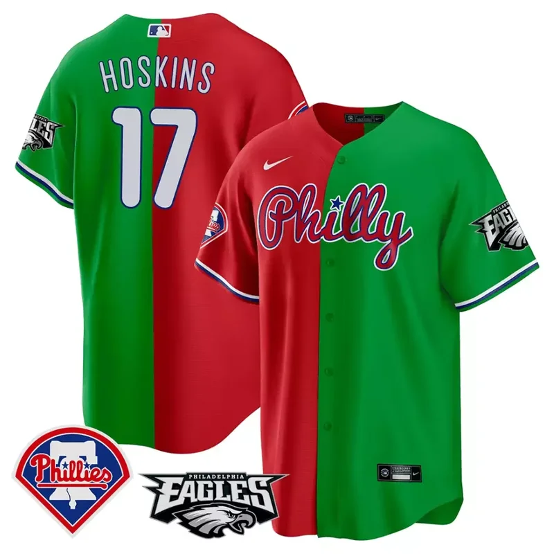 Red Green Bryce Harper Split Phillies Eagles Cool Base Jersey All Stitched - Image 2