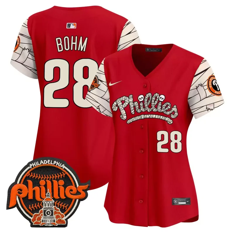 Red Alec Bohm Phillies Halloween Vapor Premier Limited Jersey V2 All Stitched