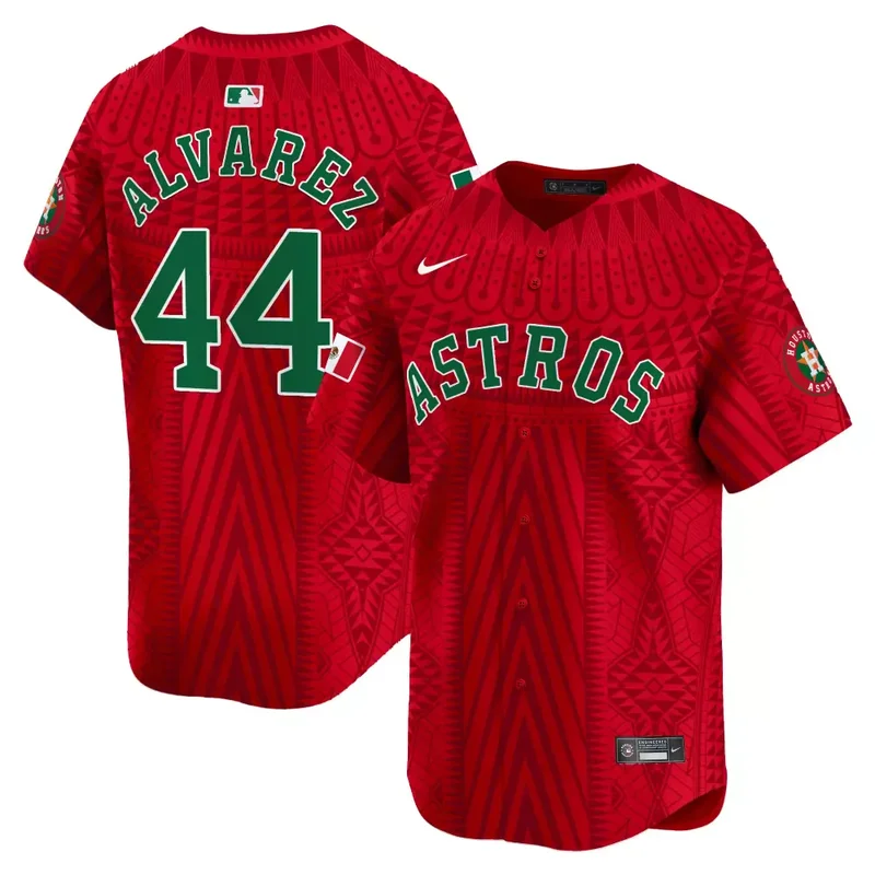 Red CJ Stroud Astros Mexico Aztec Pattern Vapor Premier Jersey Printed - Image 5