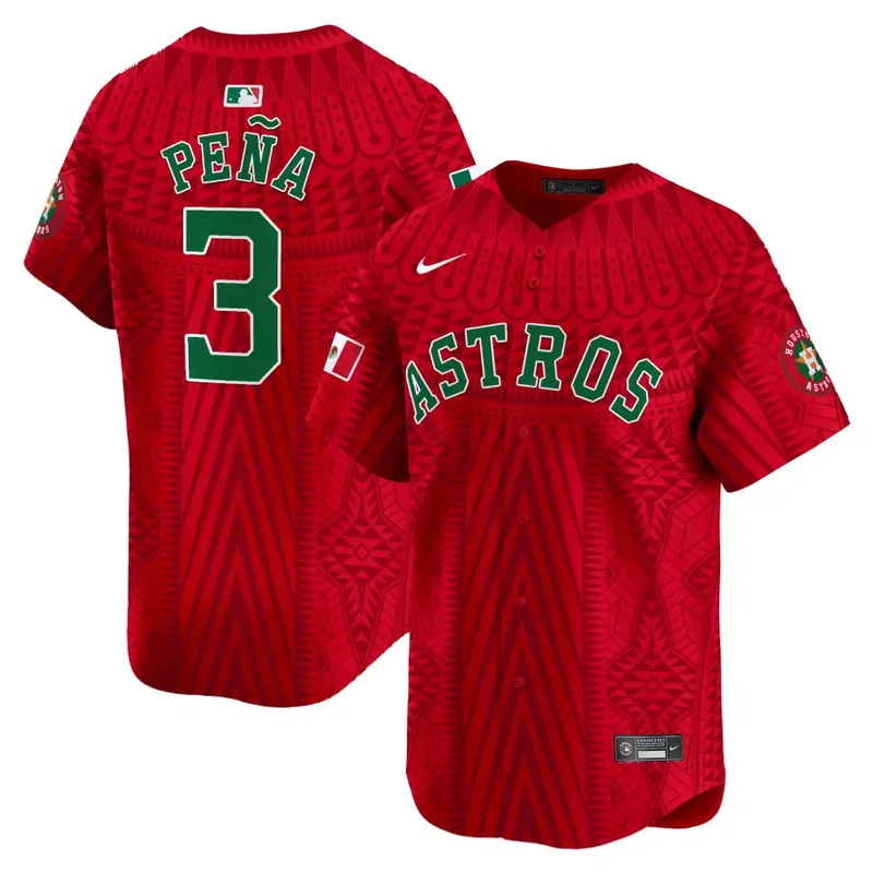 Red CJ Stroud Astros Mexico Aztec Pattern Vapor Premier Jersey Printed - Image 3