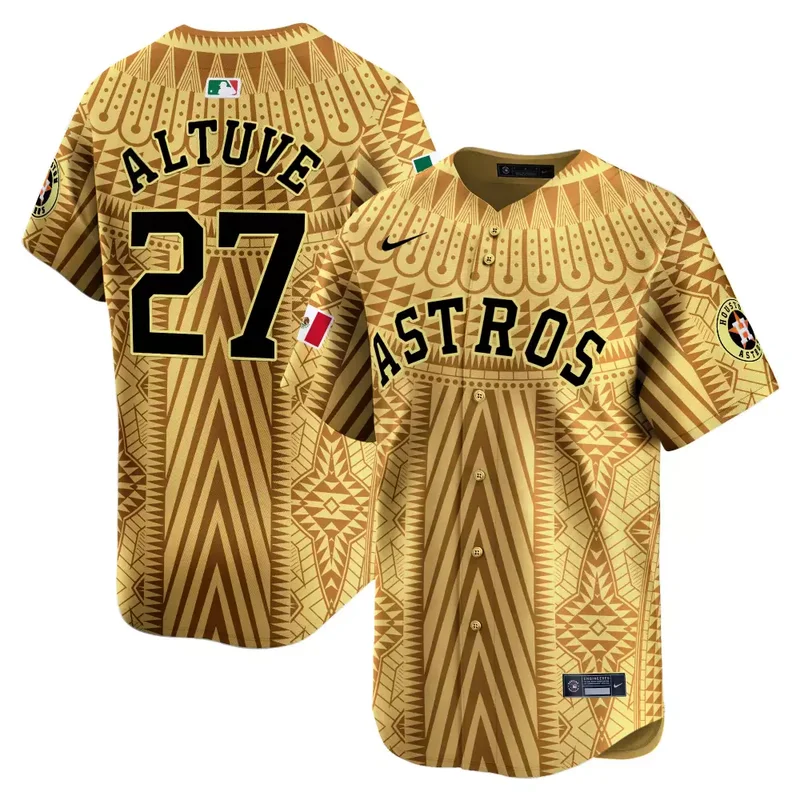 Red Justin Verlander Astros Mexico Aztec Pattern Vapor Premier Jersey Printed - Image 5