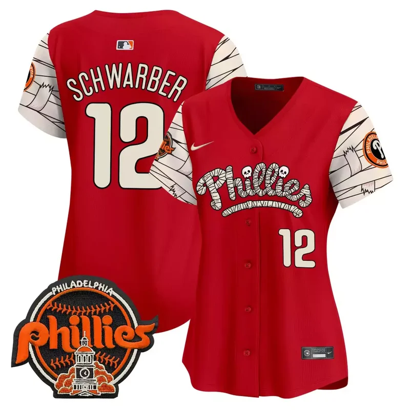 Red Kyle Schwarber Phillies Halloween Vapor Premier Limited Jersey V2 All Stitched