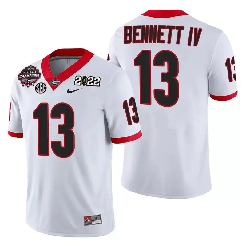 Red Nick Chubb Georgia Bulldogs CFP National Champions Jersey All Stitched - Image 3