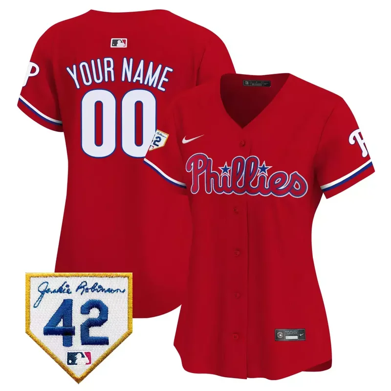 Red Phillies Jackie 2024 Robinson Patch Vapor Premier Limited Custom Jersey All Stitched