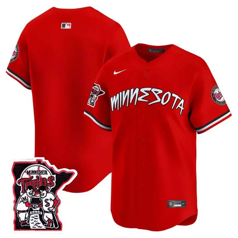Red Team Minnesota Twins Shaking Hands Patch Vapor Premier Limited Jersey All Stitched