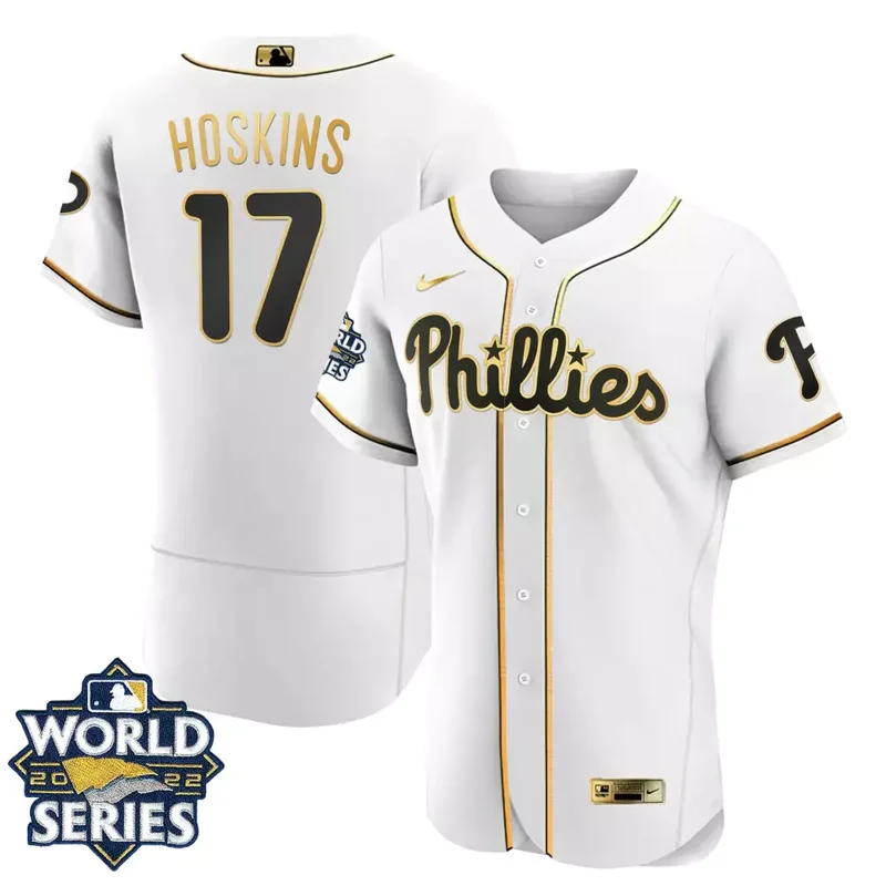 Rhys Hoskins Youth s Philadelphia Phillies Gold 2022 World Series Jersey All Stitched