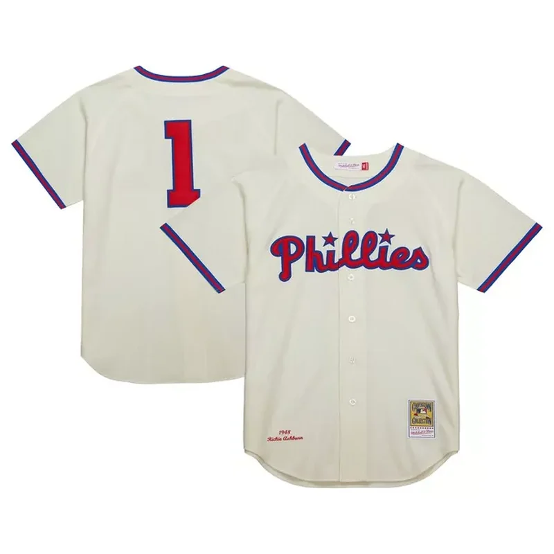 Richie Ashburn Philadelphia Phillies Cooperstown Collection 1948 Jersey Cream