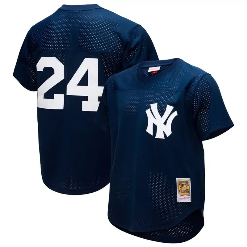 Rickey Henderson New York Yankees Cooperstown Collection Mesh Batting Practice Button-Up Jersey Navy