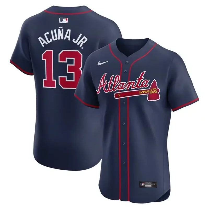 Ronald AcuÃ±a Jr Atlanta Braves Alternate Elite Player Jersey Navy