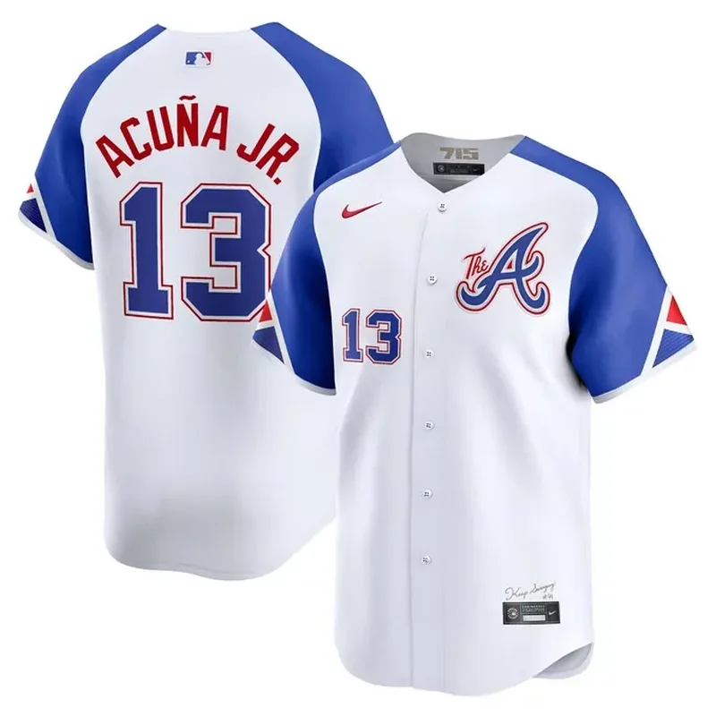 Ronald Acuña Jr Atlanta Braves Alternate Player Jersey – Navy - Image 4