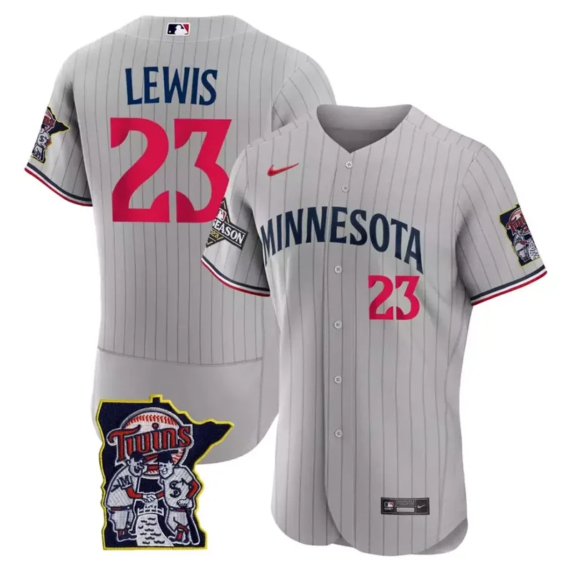 Royce Lewis Cream Minnesota Twins Flex Base Postseason Patch Jersey All Stitched - Image 4