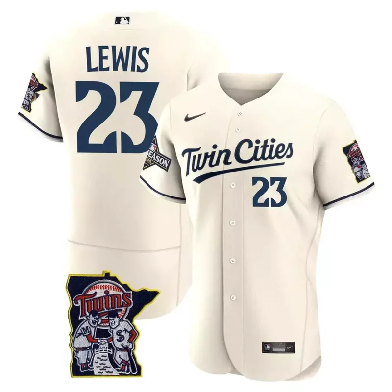 Royce Lewis Cream Minnesota Twins Flex Base Postseason Patch Jersey All Stitched