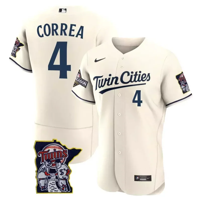 Royce Lewis Cream Minnesota Twins Flex Base Postseason Patch Jersey All Stitched - Image 5