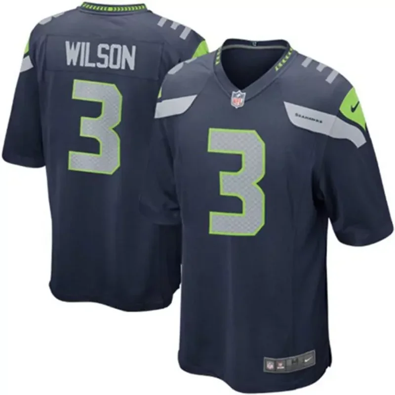 Russell Wilson Seattle Seahawks Team Color Game Jersey College Navy