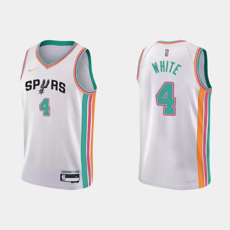 San Antonio Spurs Jakob Poeltl #25 NBA Basketball City White Jersey Spurs Fans - Image 2