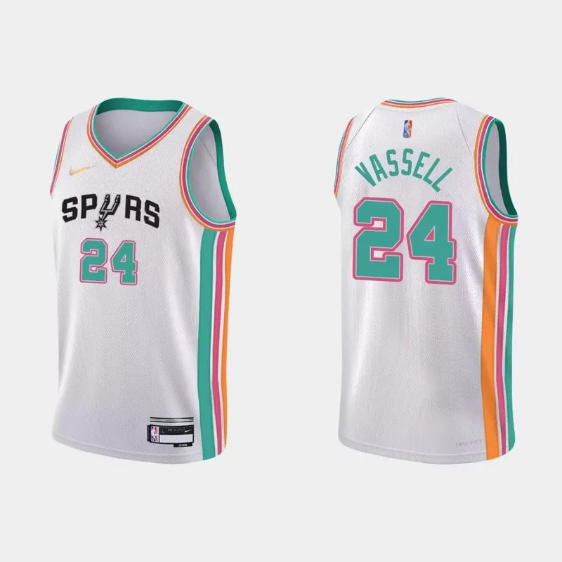 San Antonio Spurs Devin Vassell #24 NBA Basketball City White Jersey Spurs Fans