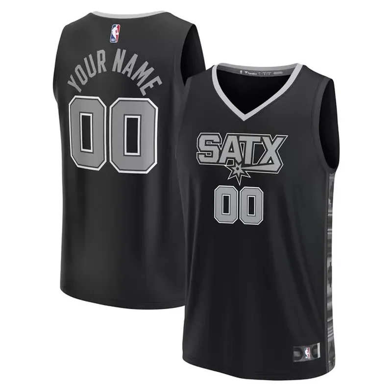 San Antonio Spurs Fast Break Custom Jersey Statement Edition Black