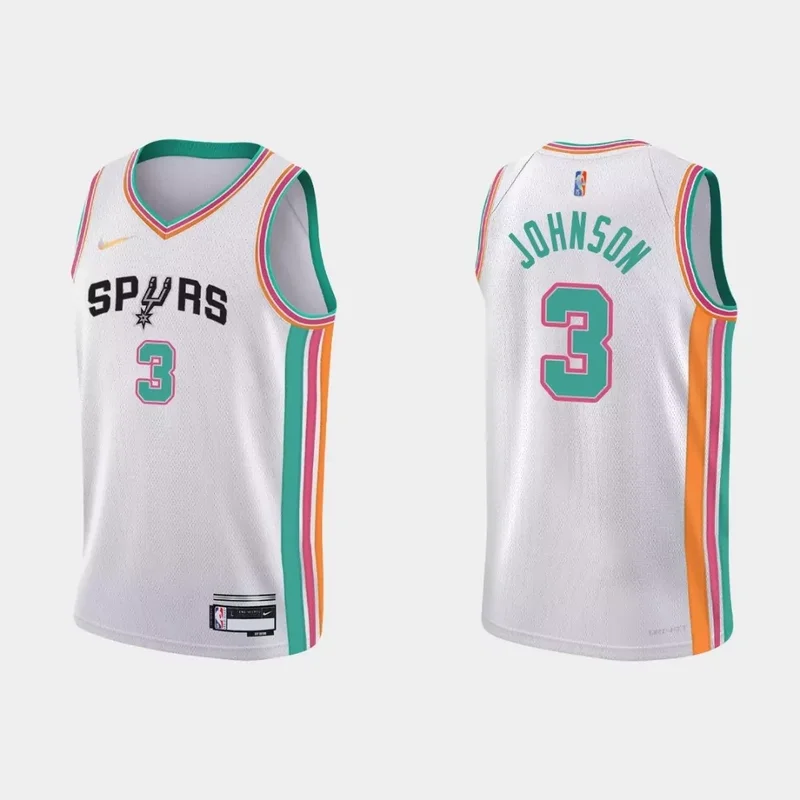 San Antonio Spurs Jakob Poeltl #25 NBA Basketball City White Jersey Spurs Fans - Image 5