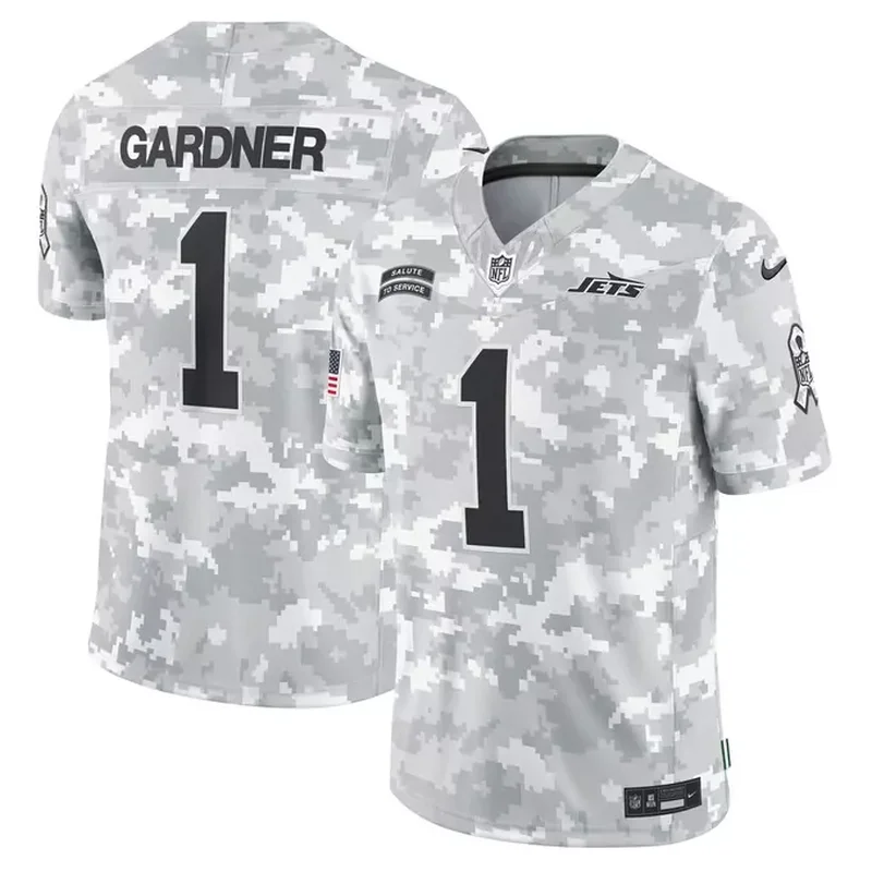 Sauce Gardner New York Jets 2024 Salute to Service Jersey Arctic Camo