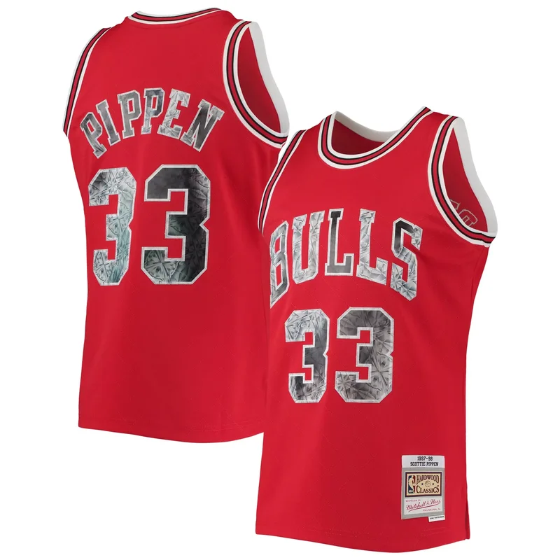 Scottie Pippen Chicago Bulls 1996-97 Hardwood Classics NBA 75th Anniversary Diamond Jersey - Red - Image 5