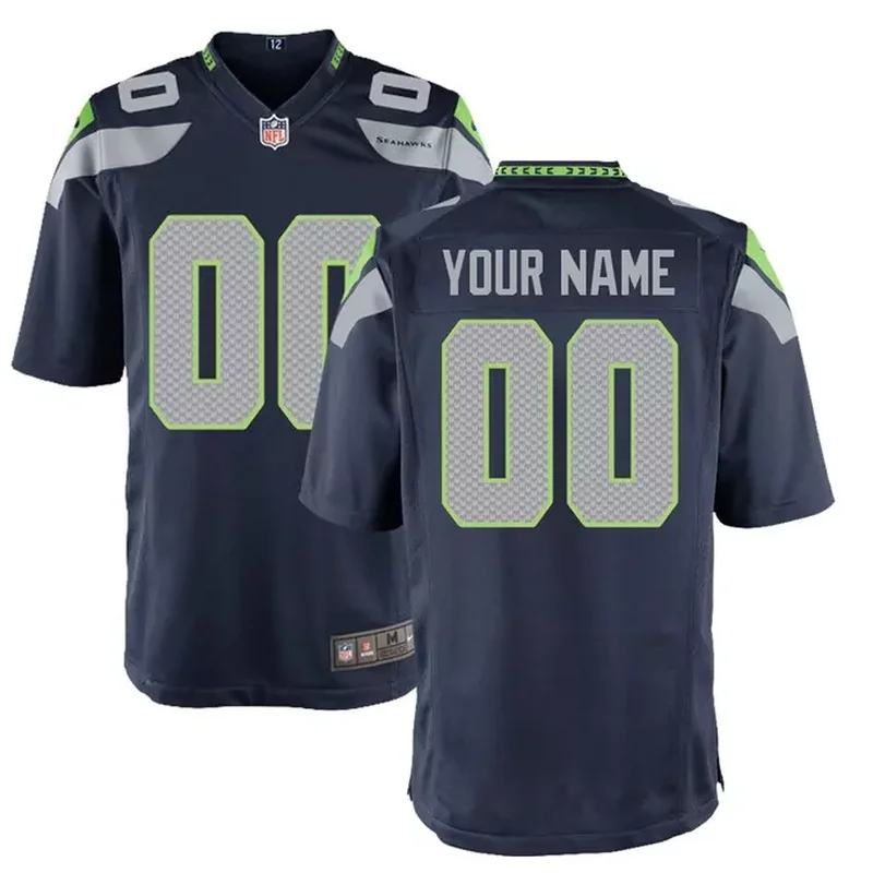 Seattle Seahawks Custom Game Jersey College Navy