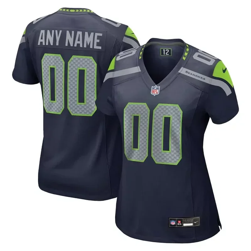 Seattle Seahawks Womens Custom Game Jersey College Navy
