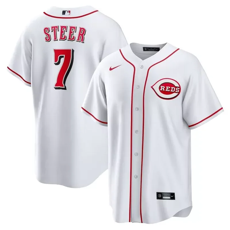 Cincinnati Reds Womens Home Custom Jersey White - Image 3