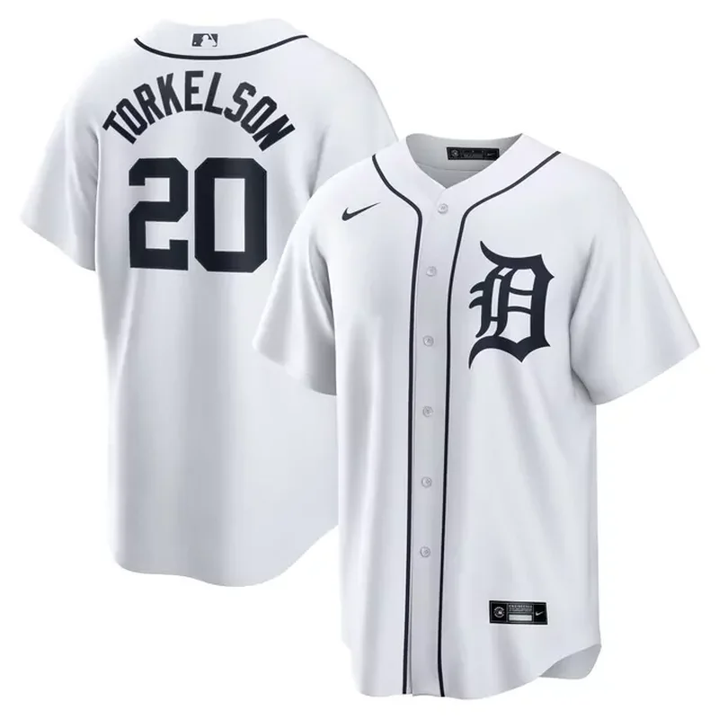 Detroit Tigers Home Elite Custom Patch Jersey White - Image 5