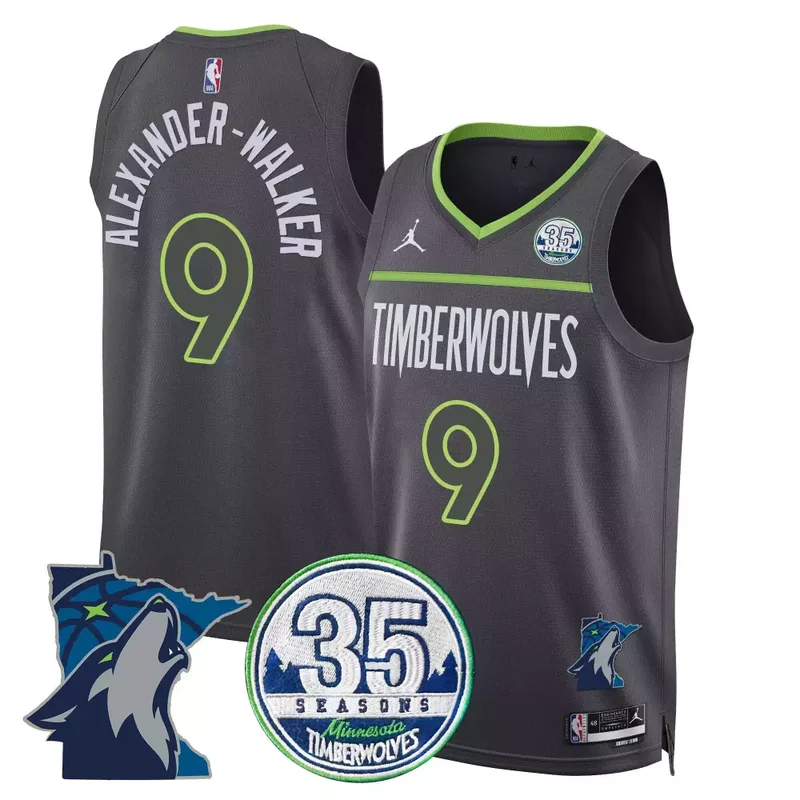Statement Jaden Mcdaniels Timberwolves 35th Season Minnesota Patch Swingman Jersey All Stitched - Image 2