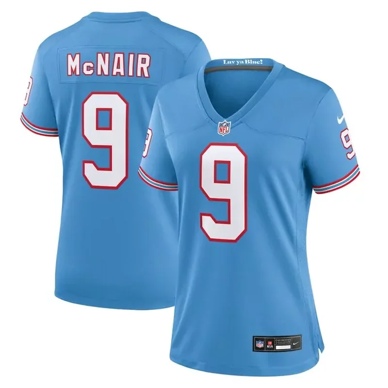 Steve McNair Tennessee Titans Womens Oilers Throwback Retired Player Game Jersey Light Blue