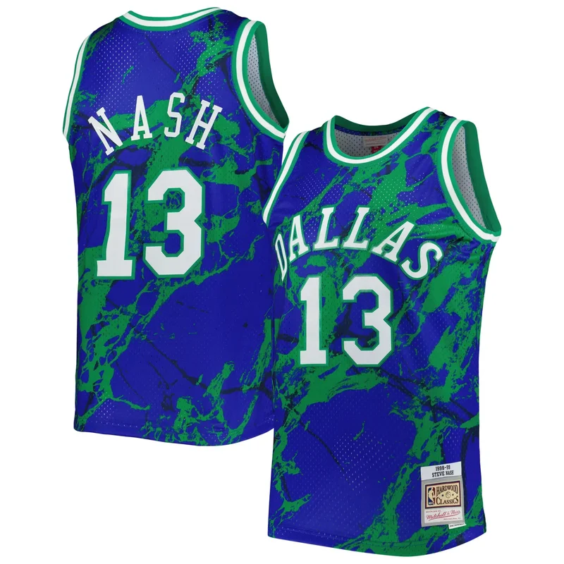 Steve Nash Dallas Mavericks 1998-99 Hardwood Classics Marble Jersey - Blue NBA