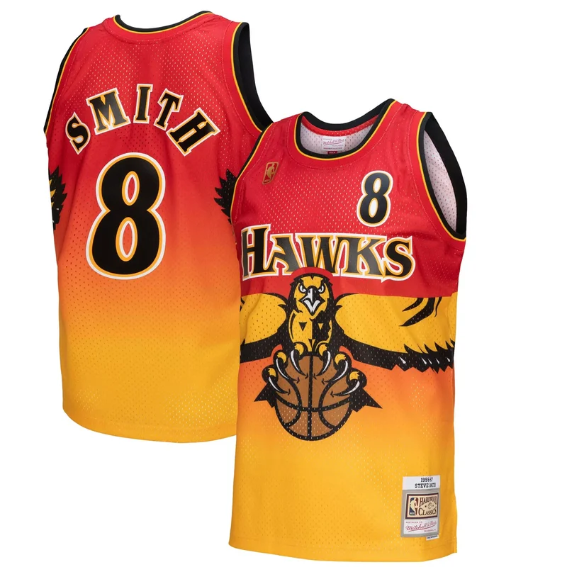 Steve Smith Atlanta Hawks 1996/97 Hardwood Classics Fadeaway Player Jersey - Gold/red NBA
