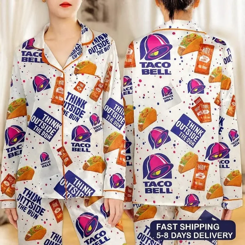 Taco Bell Pajama Set Fast Food Satin Pajamas