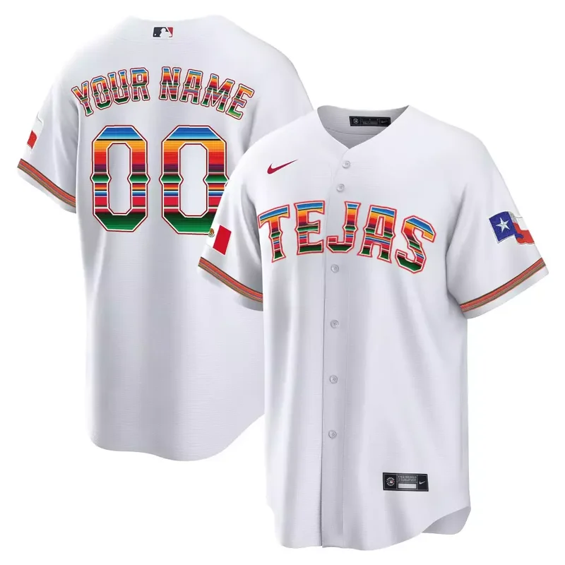 Tejas Black Texas Rangers Mexican Heritage Night Cool Base Custom Jersey All Stitched - Image 3