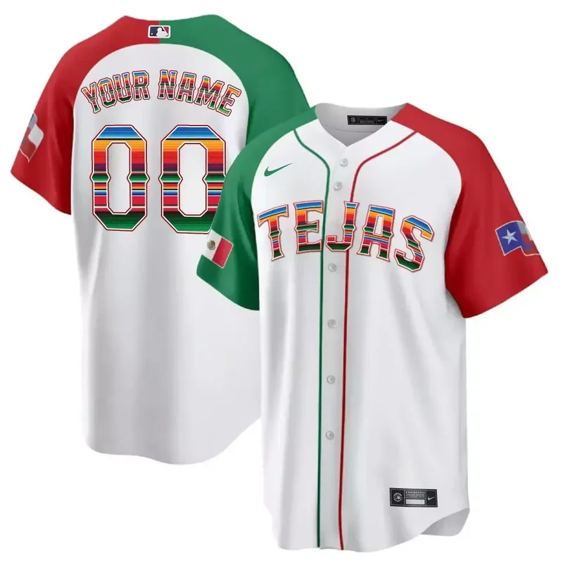 Tejas Black Texas Rangers Mexican Heritage Night Cool Base Custom Jersey All Stitched - Image 5