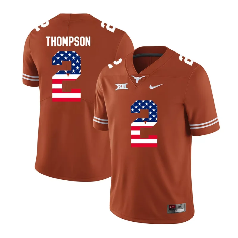 Texas Longhorns 2 Fozzy Whittaker Orange USA Flag College Jersey - Image 2