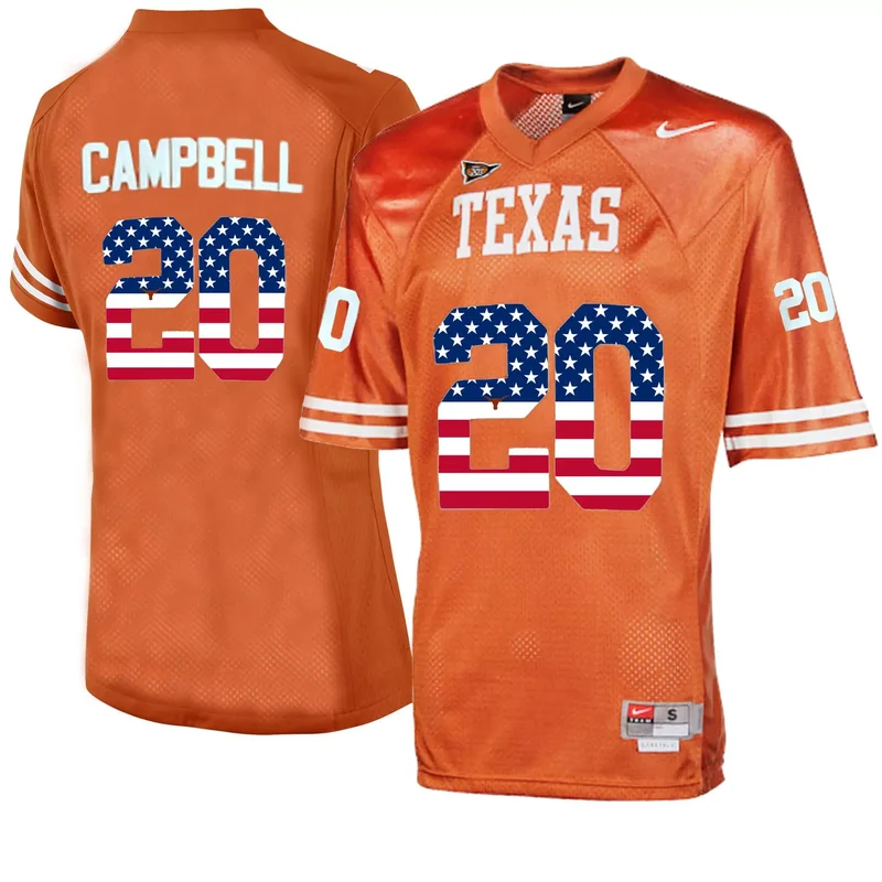 Texas Longhorns 2 Fozzy Whittaker Orange USA Flag College Jersey - Image 3