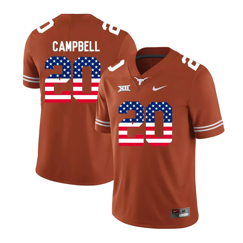 Texas Longhorns 2 Fozzy Whittaker Orange USA Flag College Jersey - Image 4