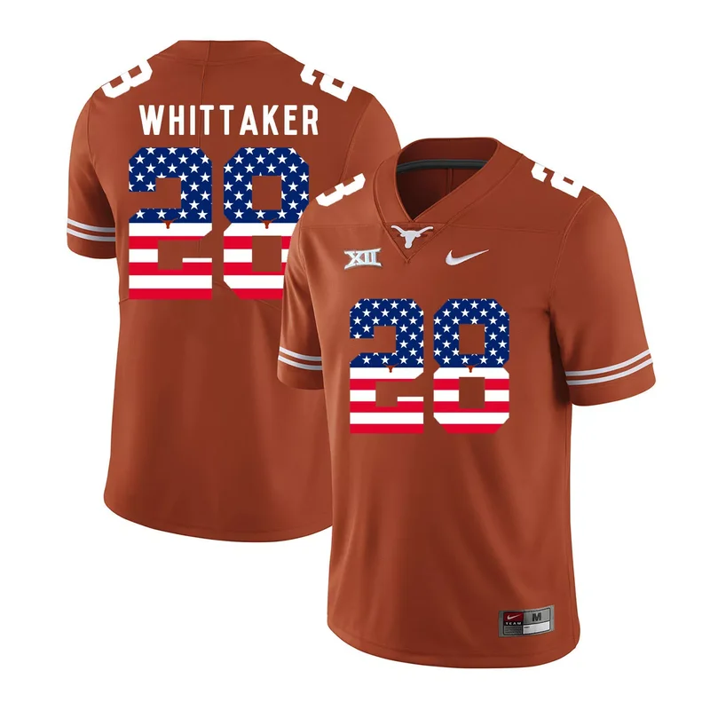 Texas Longhorns 21 Kyle Porter Orange USA Flag College Jersey - Image 5