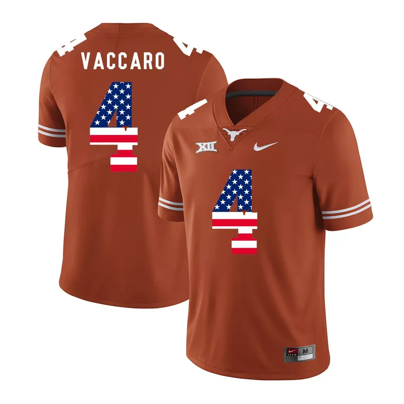 Texas Longhorns 4 Kenny Vaccaro Orange USA Flag College Jersey