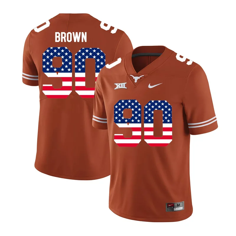 Texas Longhorns 84 Marquise Goodwin Orange USA Flag College Jersey - Image 3