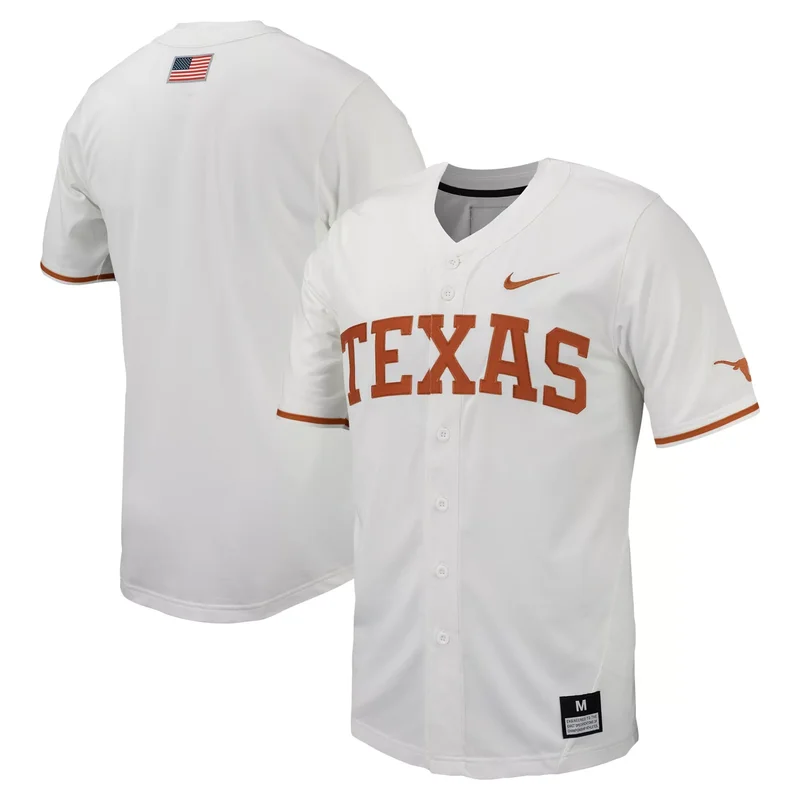 Texas Longhorns Full-button Baseball Jersey - Gray - Image 3