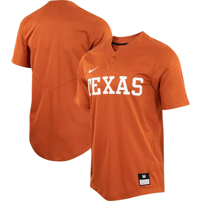 Texas Longhorns Unisex Two-button Softball Jersey - Texas Orange
