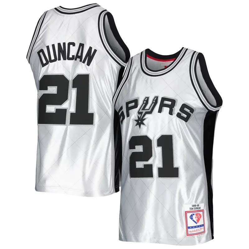 Tim Duncan San Antonio Spurs Big & Tall 1998-99 NBA 75th Anniversary Diamond Jersey - Black - Image 3