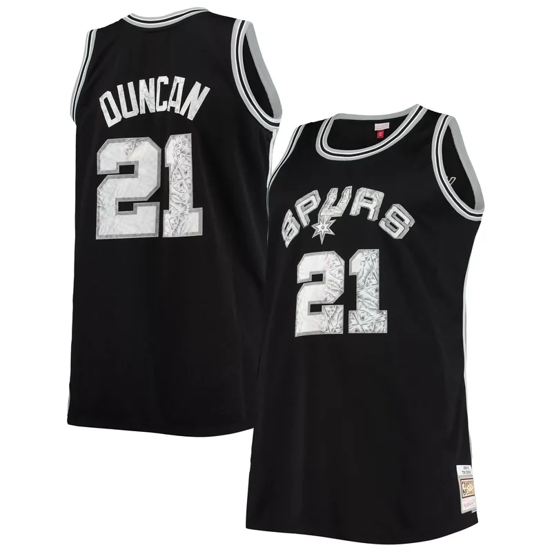 Tim Duncan San Antonio Spurs Big & Tall 1998-99 NBA 75th Anniversary Diamond Jersey - Black - Image 5